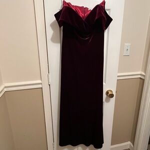 Revelry Strapless Burgundy Dress
